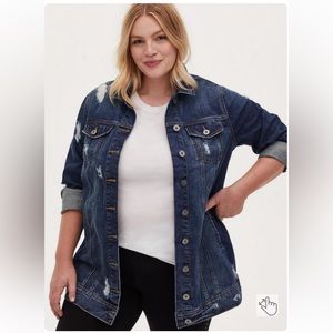 Plus Size Torrid Denim Long Line Jacket - Dark Wash-3X